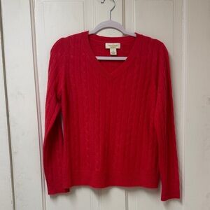 Peck & Peck, red v neck cashmere sweater very soft and comfy